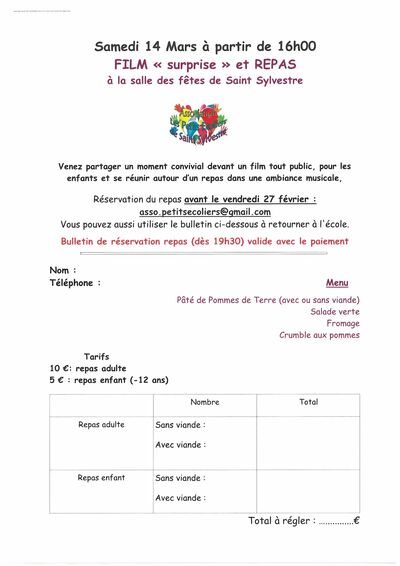 BULLETIN INSCRIPTION SOIREE FILM ET REPAS DU 14 MARS 2026